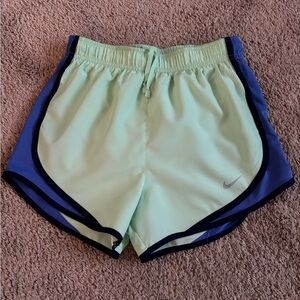 Nike Women's Athletic Shorts in Light Green and Dark Blue